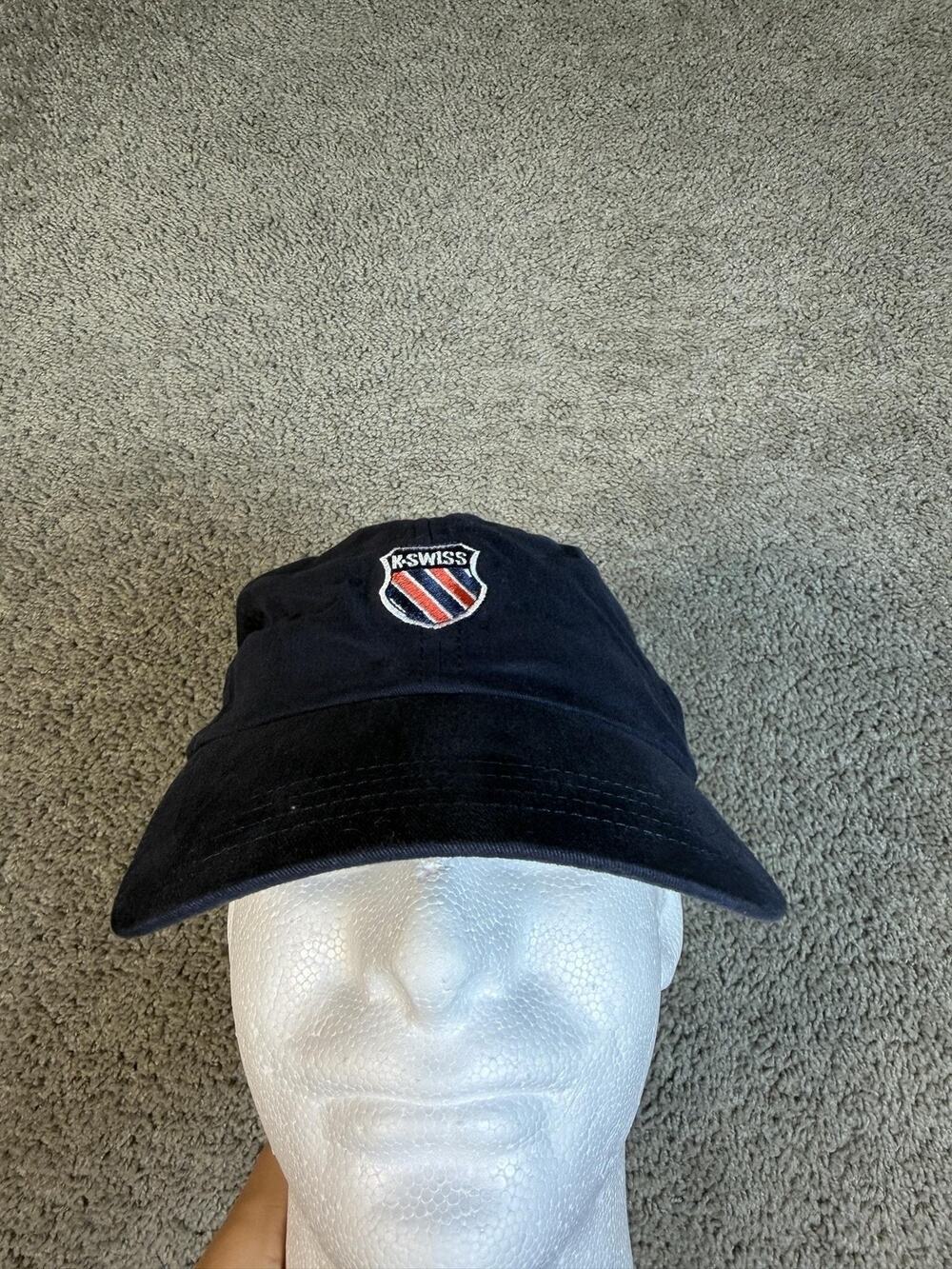 K-Swiss Hat Cap Strap Back Mens One Size Blue Twill Shield Logo Embroidered